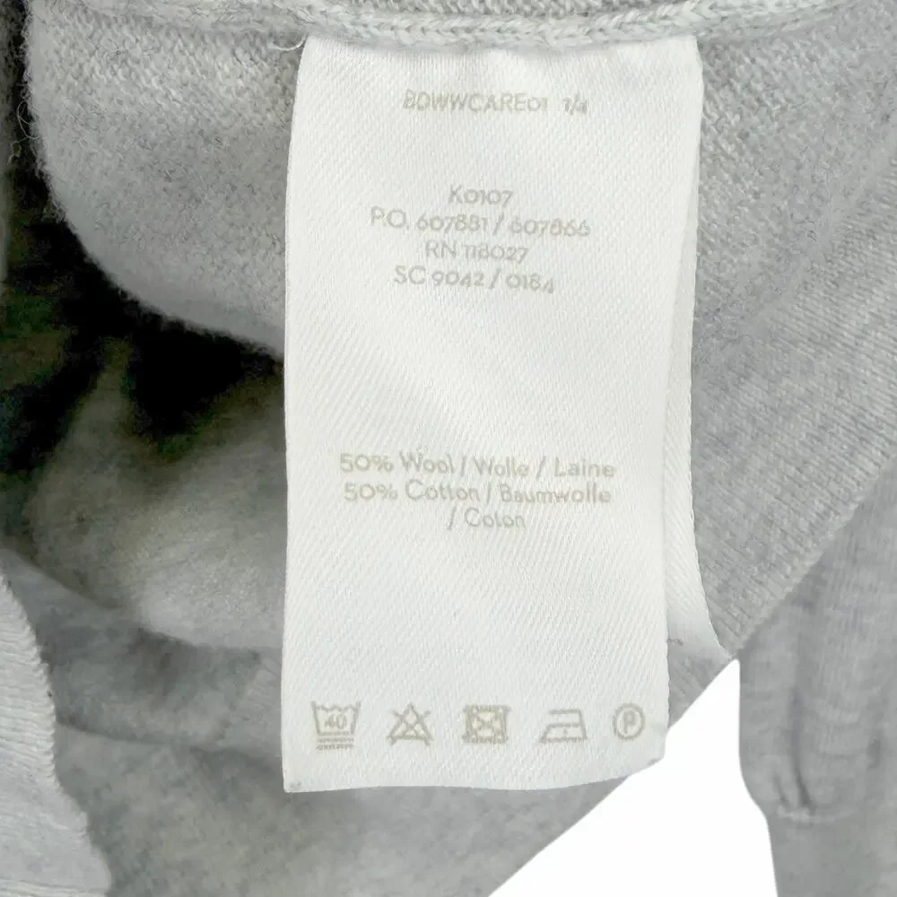 BODEN Muriel Wool Blend Sweater Womens M Balloon Sleeve Light Gray Crewneck Knit